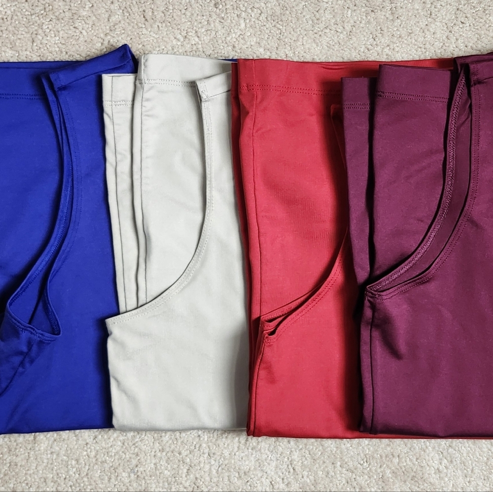 4 Chico's Women's Microfeel Tank Tops in Blue, Tan, Red, and Burgundy - Large
